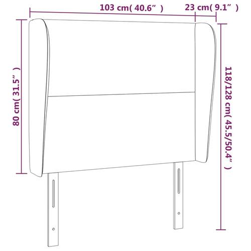 Sengegavl med kanter 103x23x118/128 cm stof blå