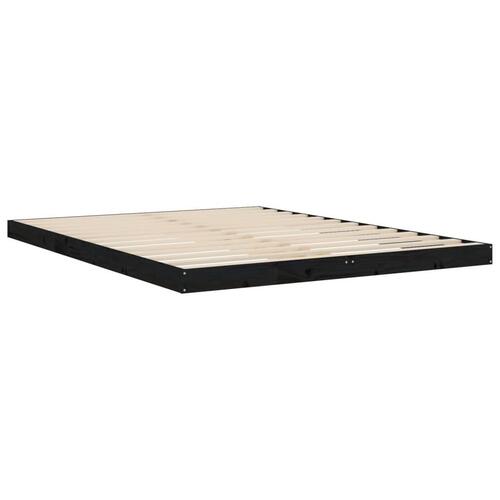 Sengeramme 150x200 cm massivt fyrretræ sort