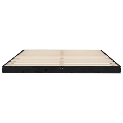 Sengeramme 150x200 cm massivt fyrretræ sort