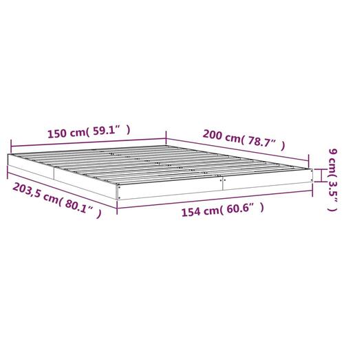 Sengeramme 150x200 cm massivt fyrretræ sort