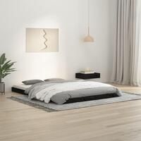 Sengeramme 135x190 cm massivt fyrretræ sort