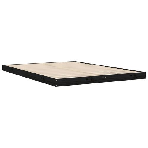 Sengeramme 135x190 cm massivt fyrretræ sort