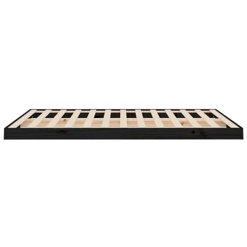 Sengeramme 135x190 cm massivt fyrretræ sort