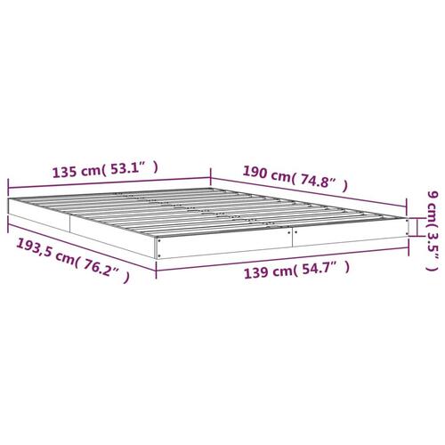 Sengeramme 135x190 cm massivt fyrretræ sort