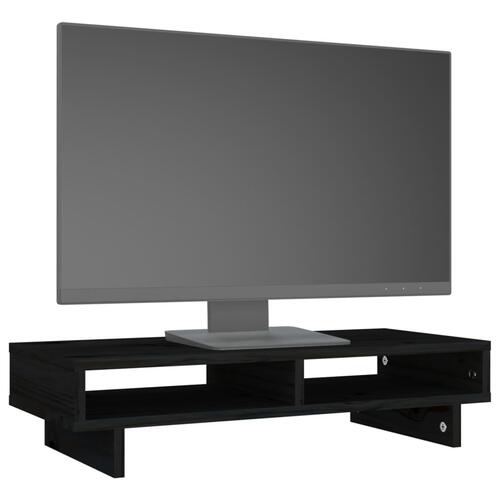 Skærmholder 60x27x14 cm massivt fyrretræ sort