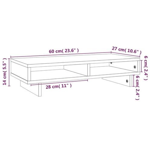 Skærmholder 60x27x14 cm massivt fyrretræ sort