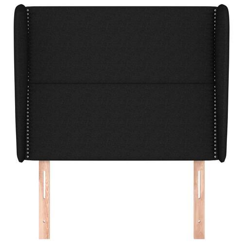 Sengegavl med kanter 103x23x118/128 cm stof sort