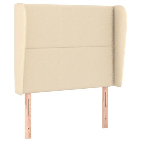 Sengegavl med kanter 103x23x118/128 cm stof cremefarvet