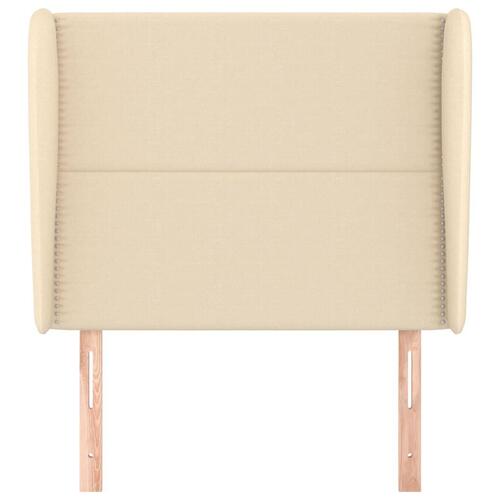 Sengegavl med kanter 103x23x118/128 cm stof cremefarvet