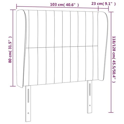 Sengegavl med kanter 103x23x118/128 cm stof blå