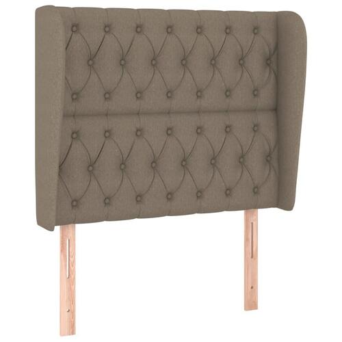 Sengegavl med kanter 103x23x118/128 cm stof gråbrun