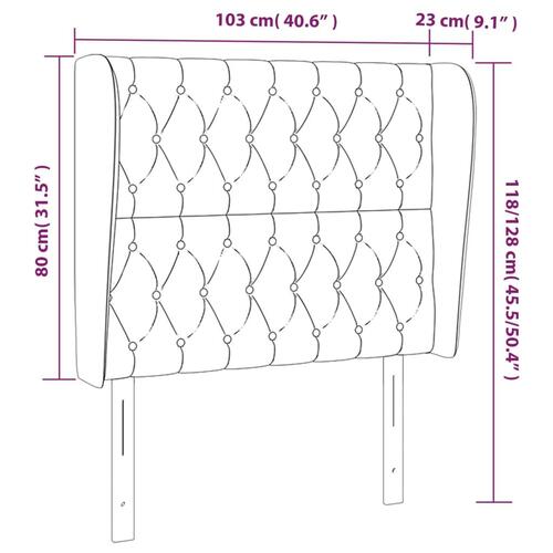 Sengegavl med kanter 103x23x118/128 cm stof gråbrun