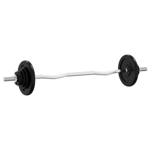 Vægtstang med skiver 90 kg støbejern og forkromet stål