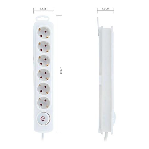 Stikdåse - 6 udtag med kontakt TM Electron 3680 W