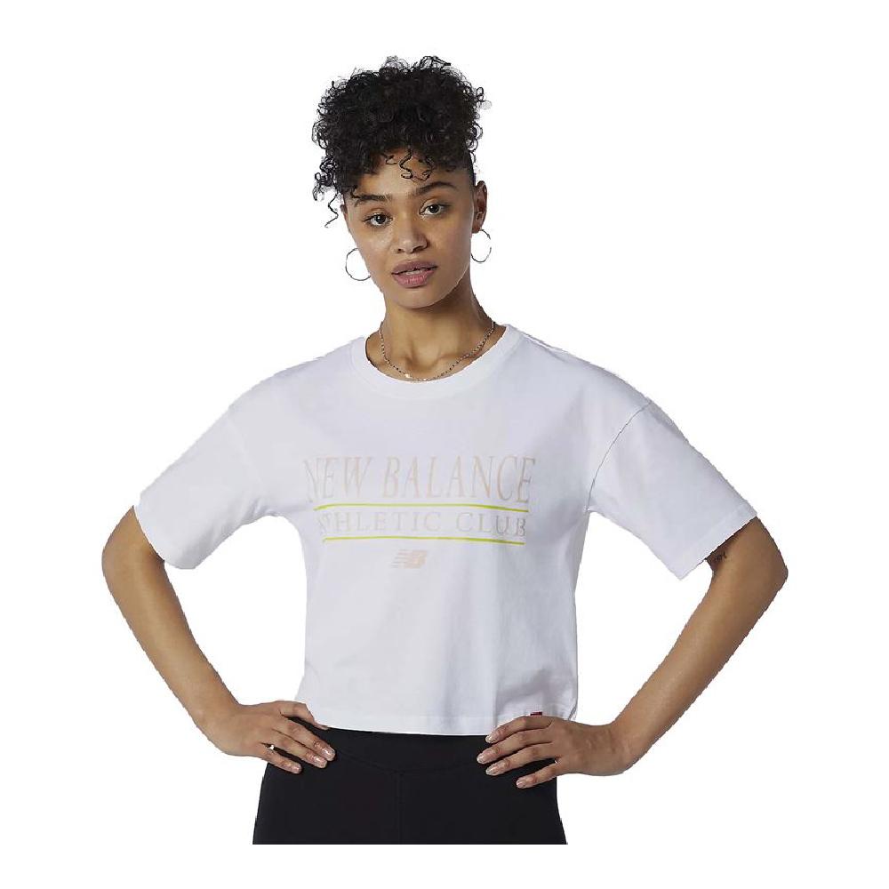 Kortærmet T-shirt til Kvinder New Balance Essentials Athletic Club Boxy Hvid S
