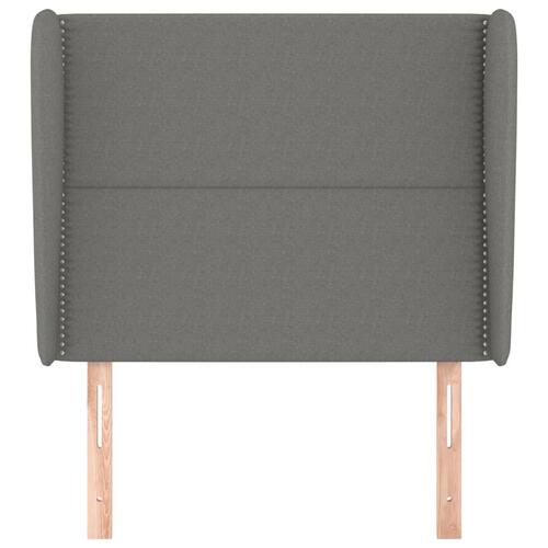 Sengegavl med kanter 103x23x118/128 cm stof mørkegrå