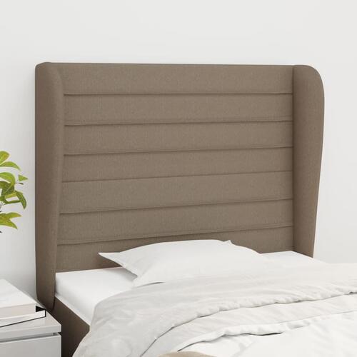 Sengegavl med kanter 103x23x118/128 cm stof gråbrun