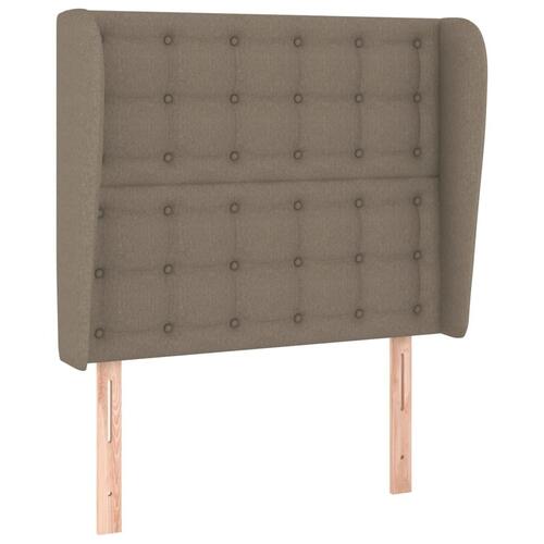 Sengegavl med kanter 103x23x118/128 cm stof gråbrun