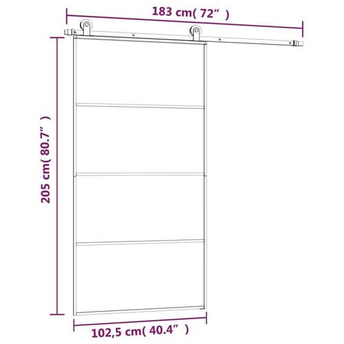 Skydedør med hardwaresæt 102,5x205 cm sikkerhedsglas aluminium