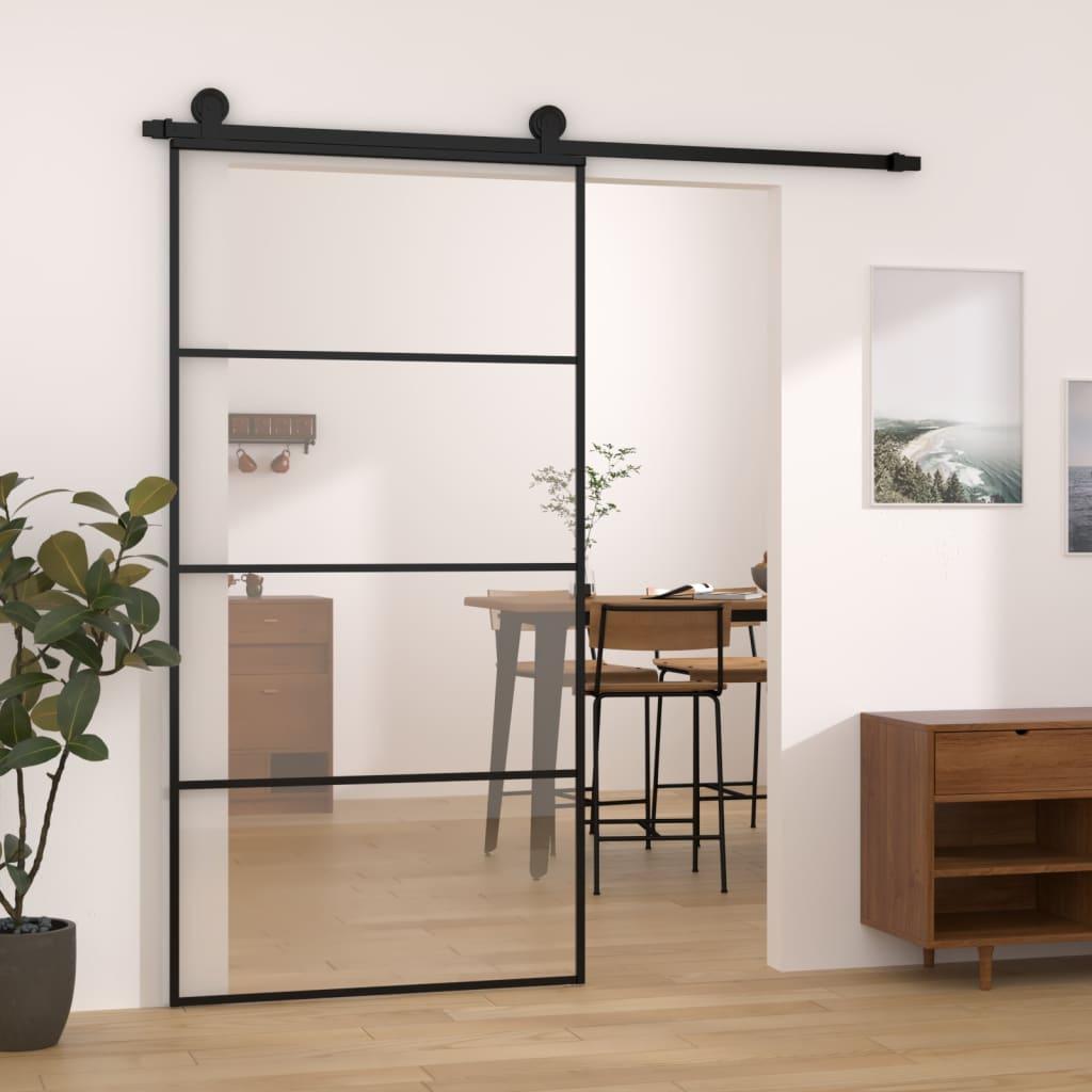 Skydedør med hardwaresæt 102,5x205 cm sikkerhedsglas aluminium