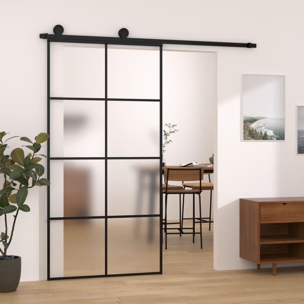 Skydedør med hardwaresæt 102,5x205 cm sikkerhedsglas aluminium