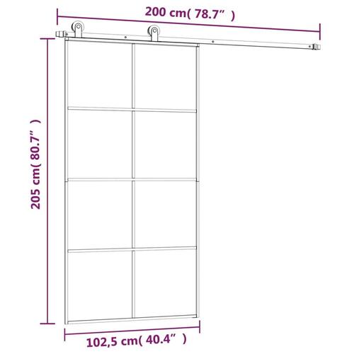 Skydedør med hardwaresæt 102,5x205 cm sikkerhedsglas aluminium