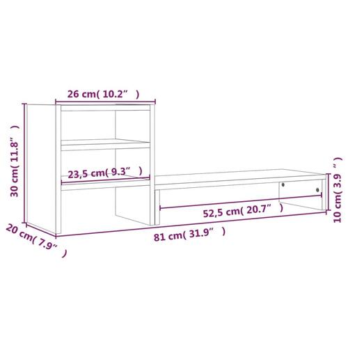 Skærmholder 81x20x30 cm massivt fyrretræ grå