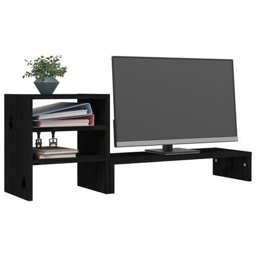 Skærmholder 81x20x30 cm massivt fyrretræ sort