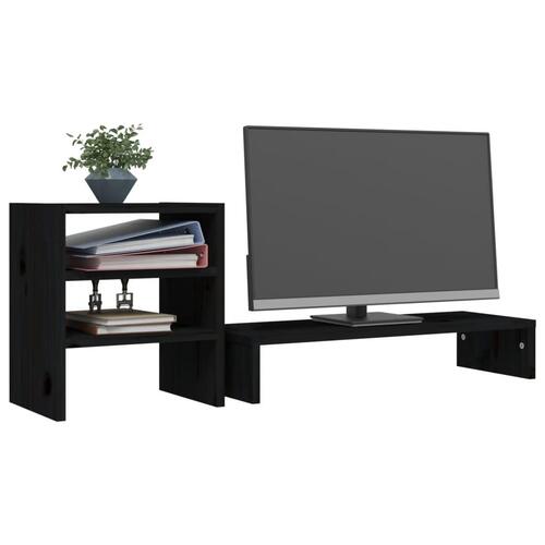 Skærmholder 81x20x30 cm massivt fyrretræ sort