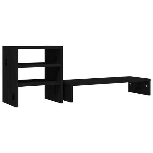 Skærmholder 81x20x30 cm massivt fyrretræ sort