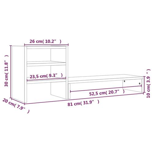 Skærmholder 81x20x30 cm massivt fyrretræ sort
