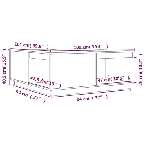 Sofabord 100x101x40,5 cm massivt fyrretræ
