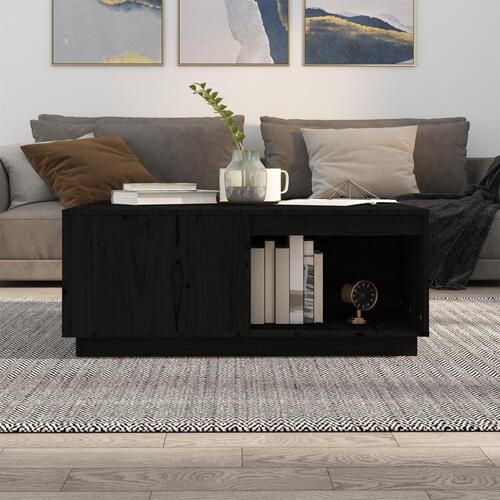 Sofabord 100x101x40,5 cm massivt fyrretræ sort