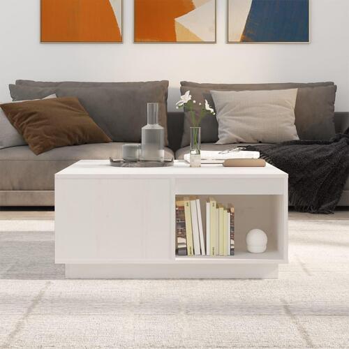 Sofabord 80x81x36,5 cm massivt fyrretræ hvid
