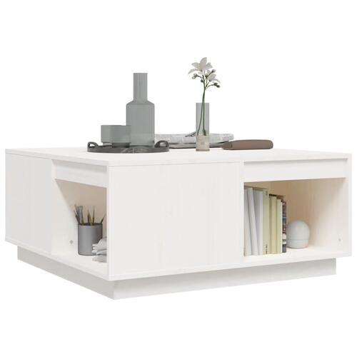 Sofabord 80x81x36,5 cm massivt fyrretræ hvid