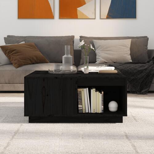 Sofabord 80x81x36,5 cm massivt fyrretræ sort