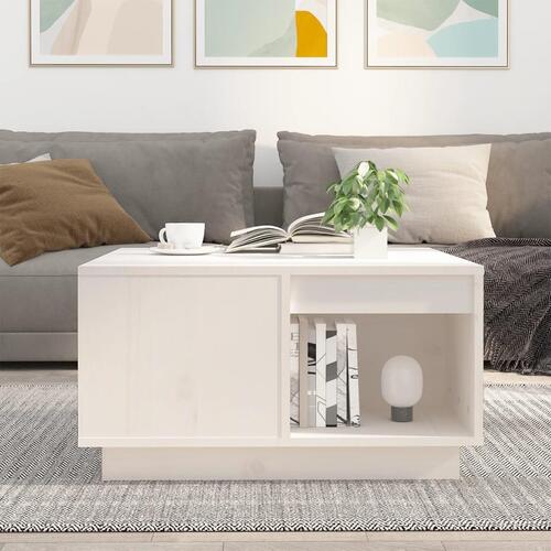 Sofabord 60x61x32,5 cm massivt fyrretræ hvid
