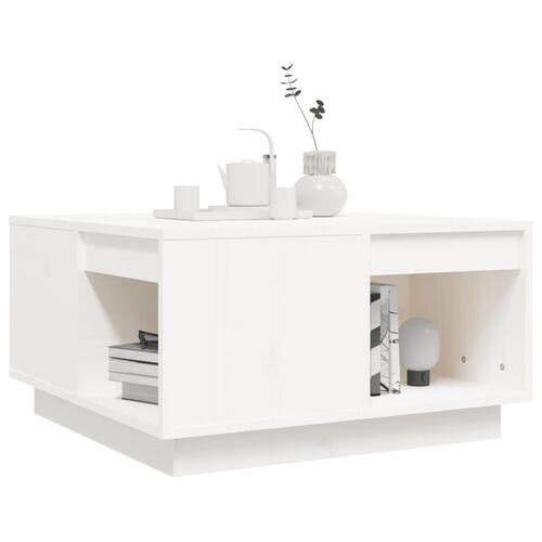 Sofabord 60x61x32,5 cm massivt fyrretræ hvid