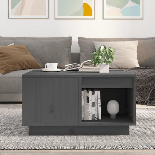 Sofabord 60x61x32,5 cm massivt fyrretræ grå