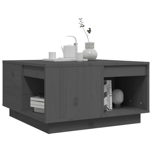 Sofabord 60x61x32,5 cm massivt fyrretræ grå