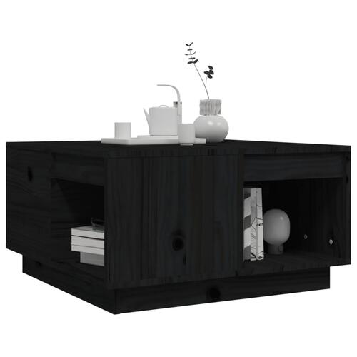 Sofabord 60x61x32,5 cm massivt fyrretræ sort