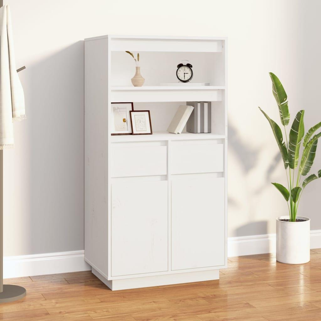 Højskab 60x40x116,5 cm massivt fyrretræ hvid
