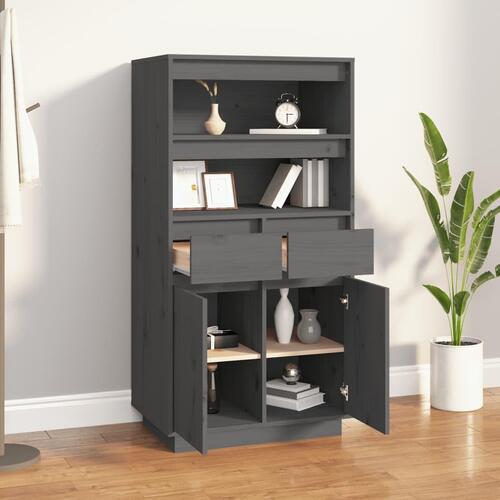 Højskab 60x40x116,5 cm massivt fyrretræ grå