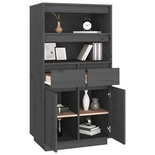 Højskab 60x40x116,5 cm massivt fyrretræ grå