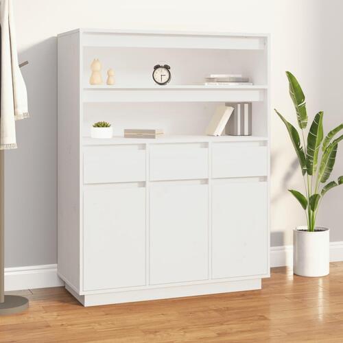 Højskab 89x40x116,5 cm massivt fyrretræ hvid