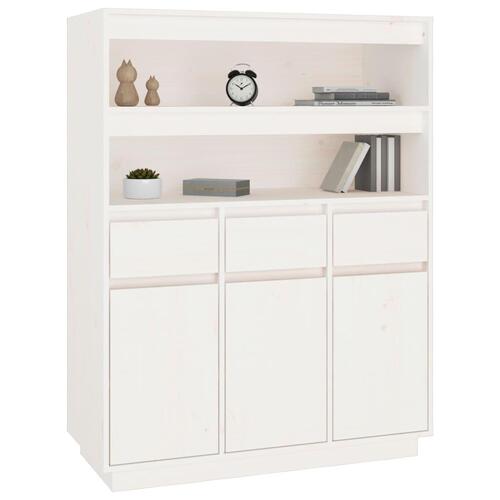 Højskab 89x40x116,5 cm massivt fyrretræ hvid