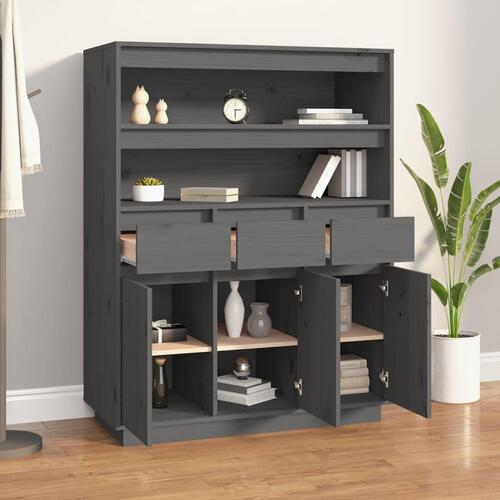 Højskab 89x40x116,5 cm massivt fyrretræ grå