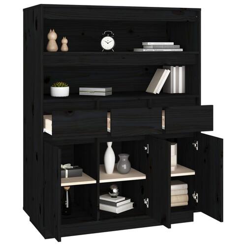 Højskab 89x40x116,5 cm massivt fyrretræ sort
