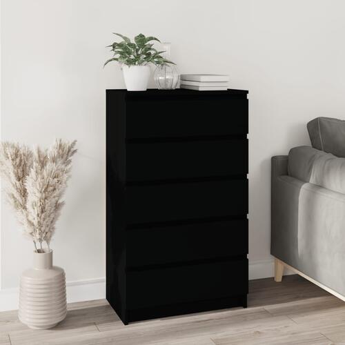 Skuffeskab 60x36x103 cm konstrueret træ sort