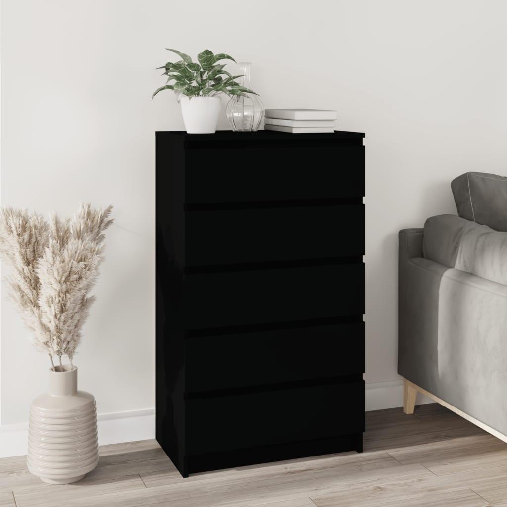 Skuffeskab 60x36x103 cm konstrueret træ sort
